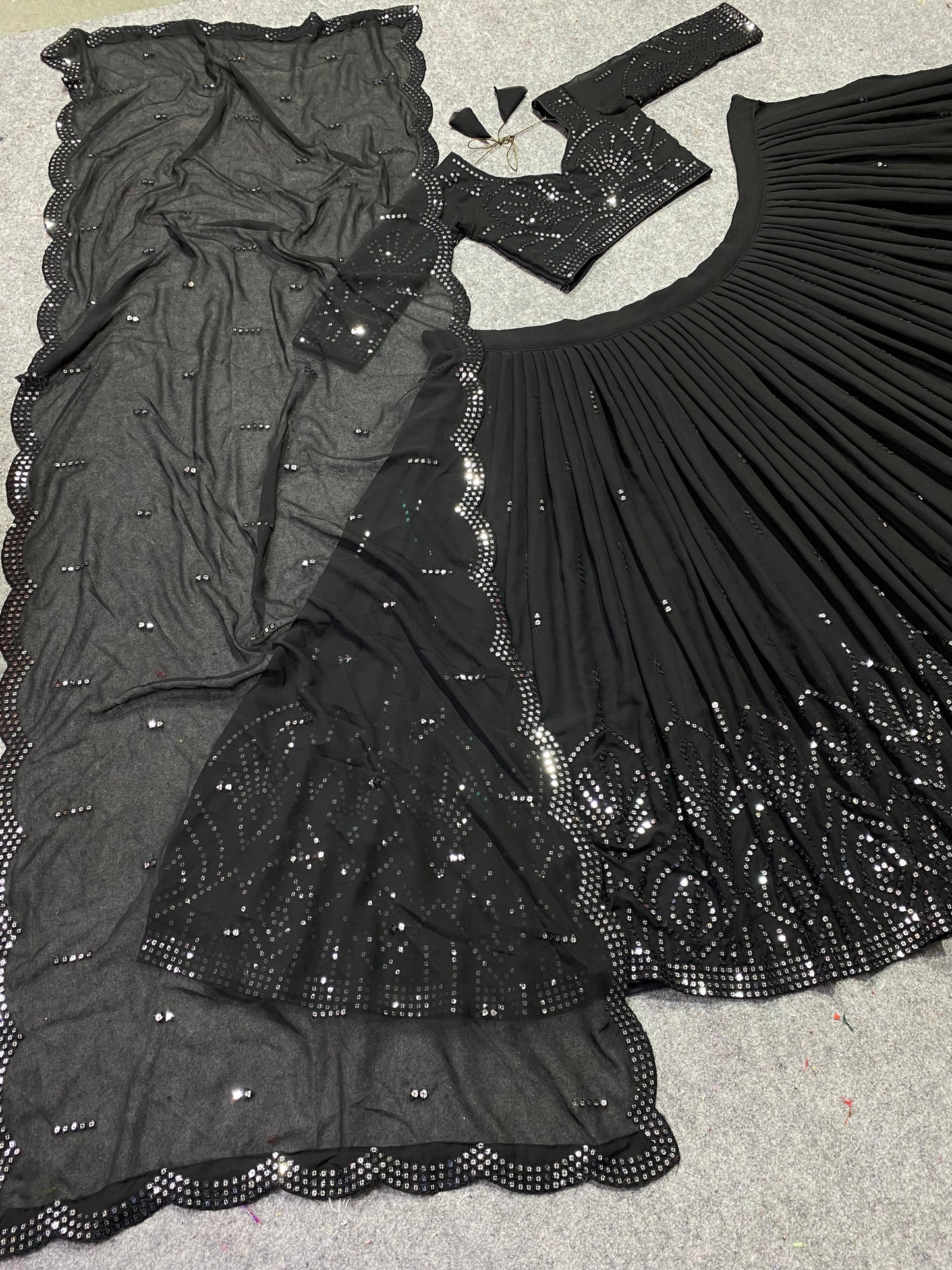 Black Handwork Anarkali Lehenga Set Timeless Elegance in Every Detail