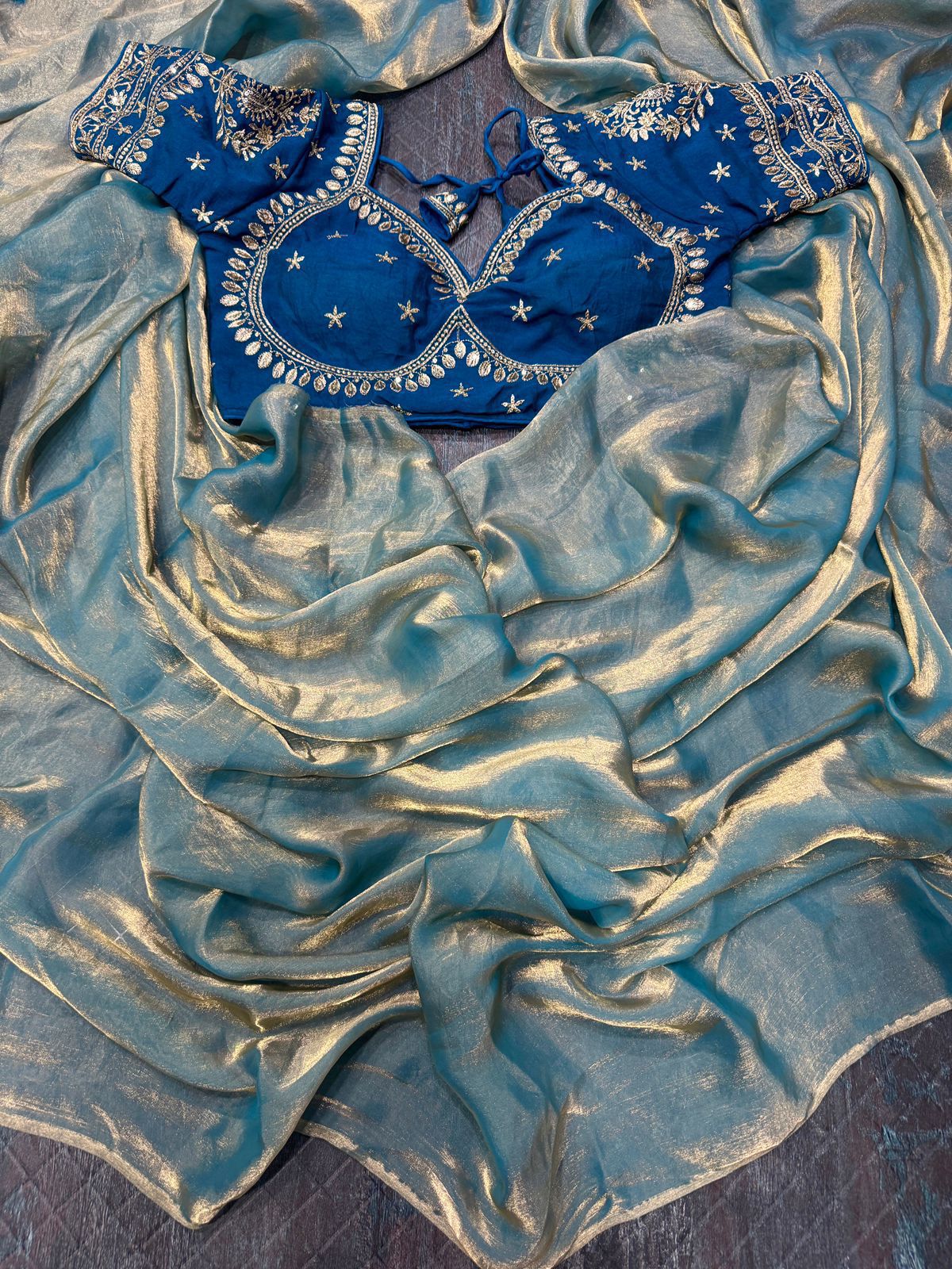Tissue Silk Saree with Stitched Blouse