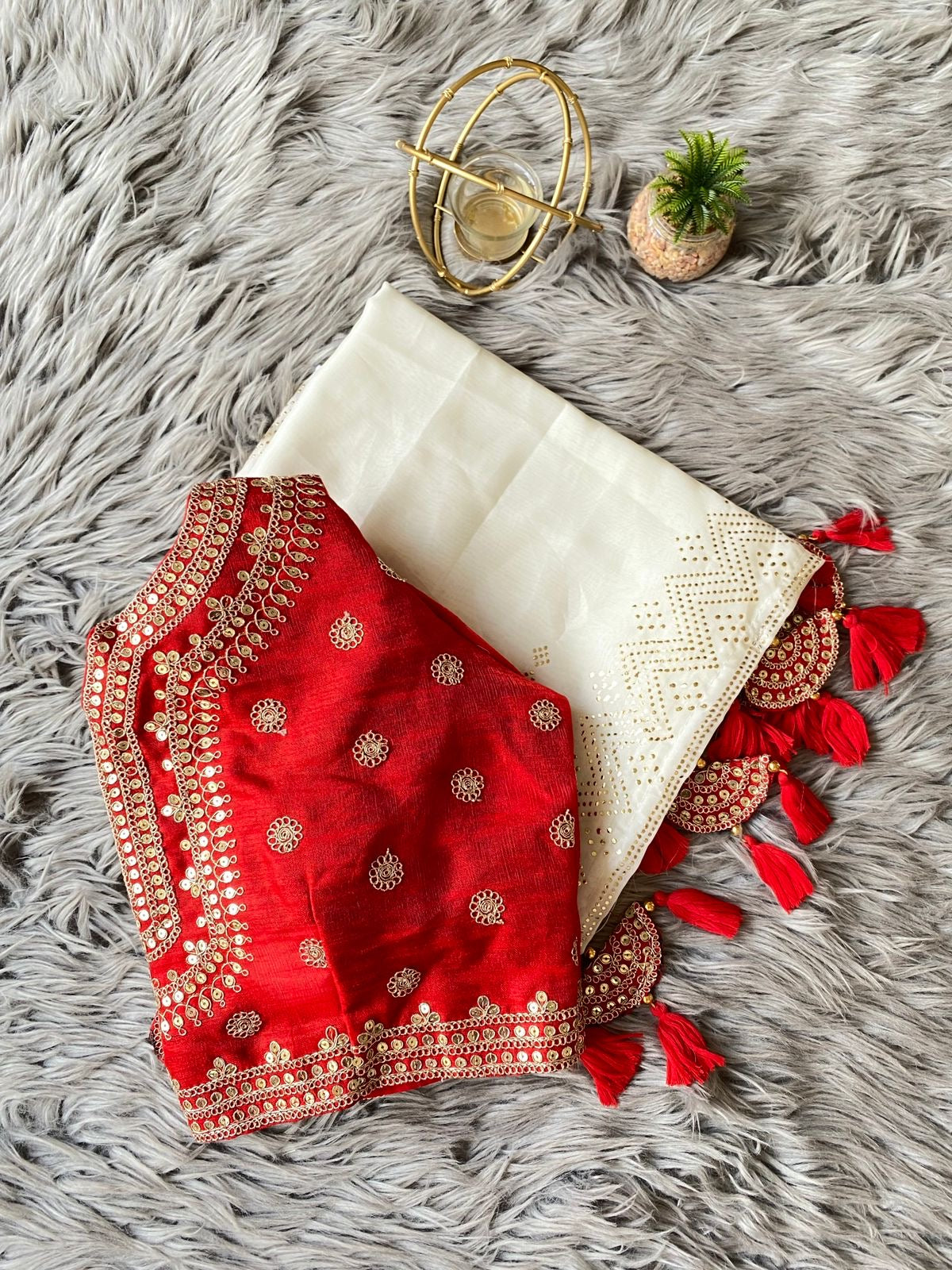 Organza Saree with tassel