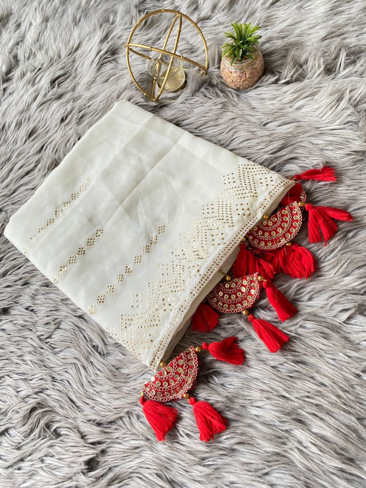 Organza Saree with tassel