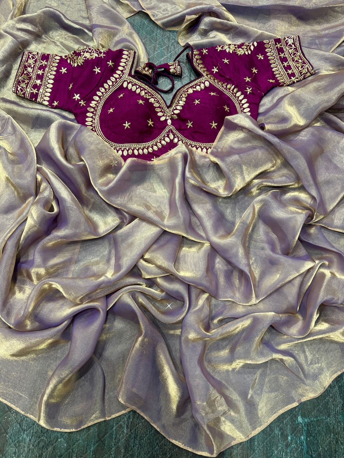 Tissue Silk Saree with Stitched Blouse
