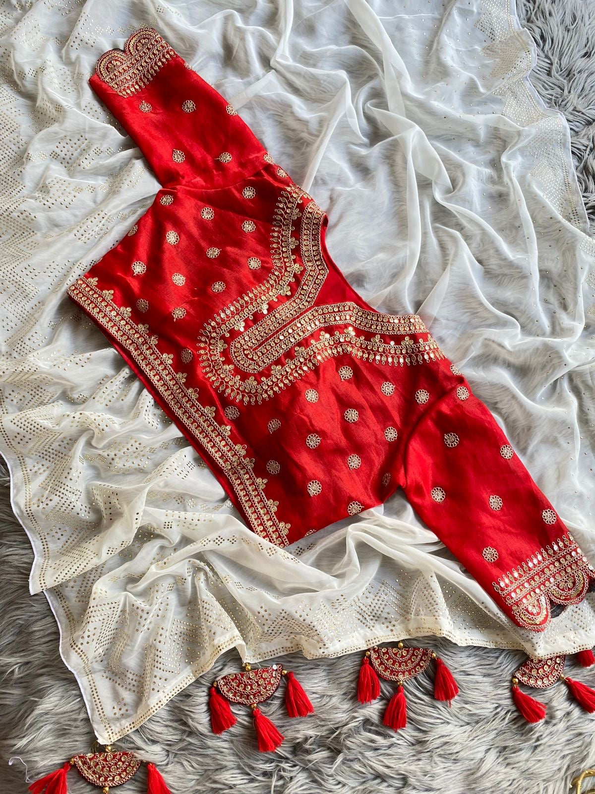 Organza Saree with tassel