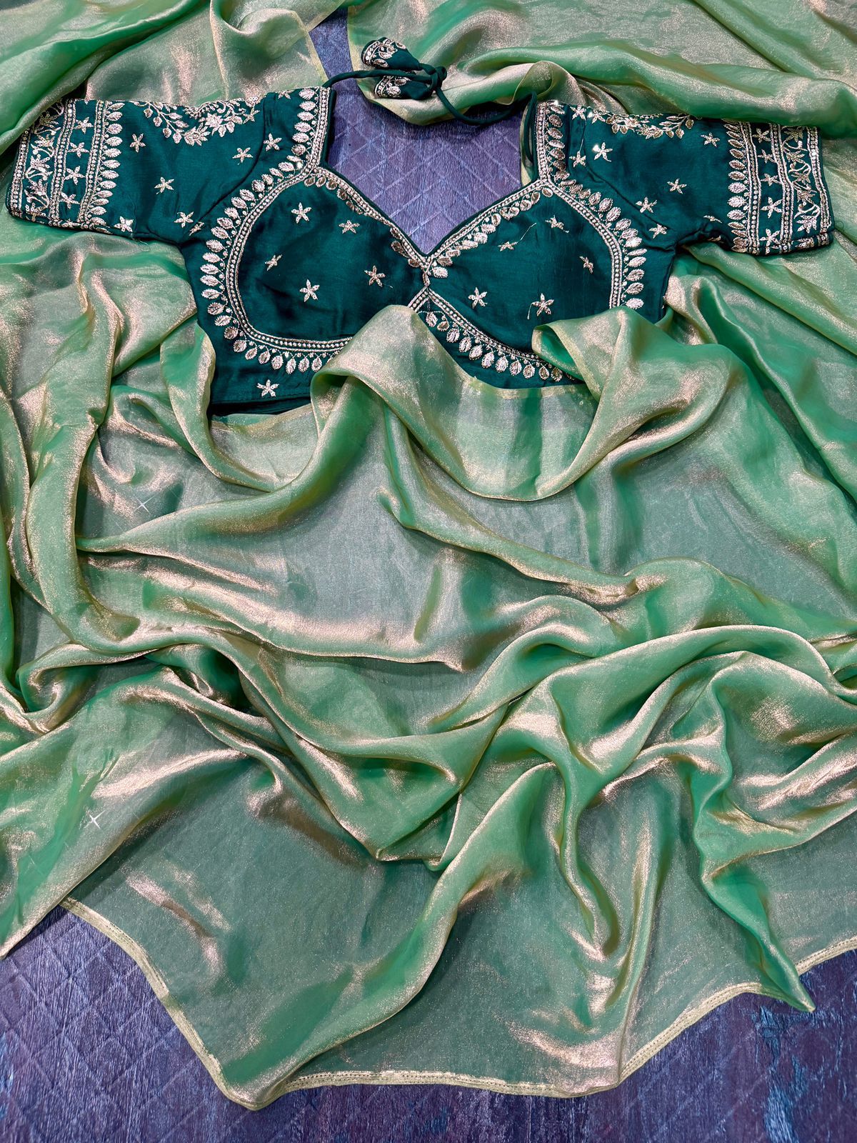 Tissue Silk Saree with Stitched Blouse