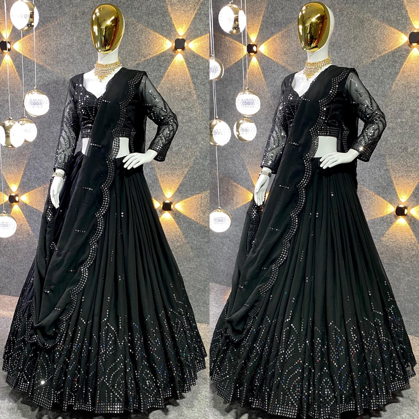 Black Handwork Anarkali Lehenga Set Timeless Elegance in Every Detail