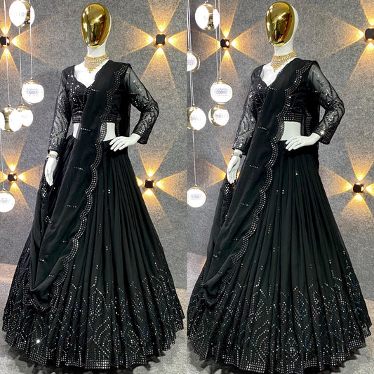 Black Handwork Anarkali Lehenga Set Timeless Elegance in Every Detail