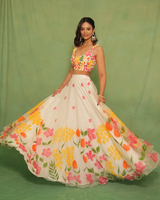 Elegant Digital Print Teby Silk Lehenga Choli –fully stitched