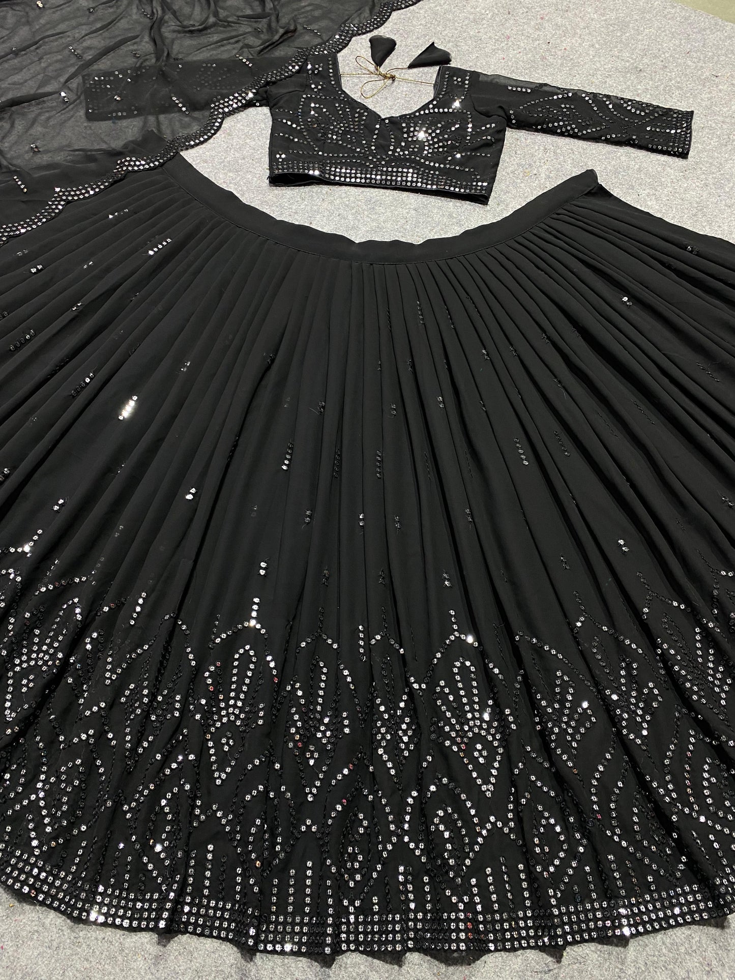Black Handwork Anarkali Lehenga Set Timeless Elegance in Every Detail