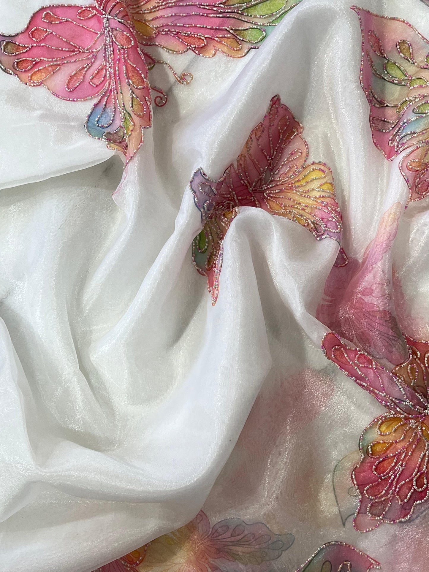 Sari en pur organza avec imprimé papillon élégant 🦋