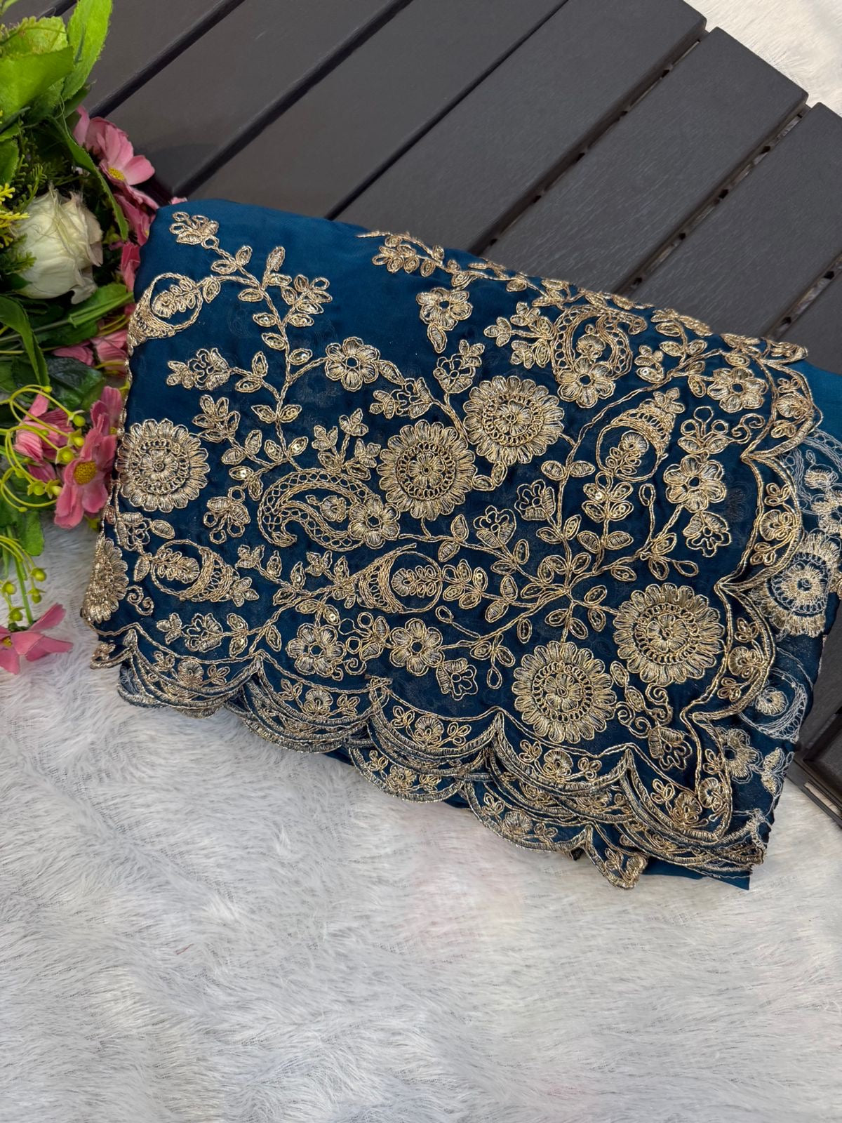 Exquisite Rangoli Silk Saree with Sequins Embroidery – Elegance Redefined