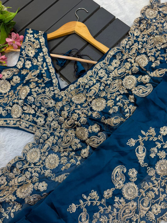 Exquisite Rangoli Silk Saree with Sequins Embroidery – Elegance Redefined