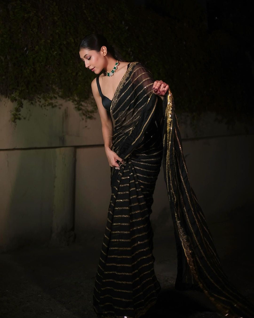 Nouvelle tendance Bollywood BlockBuster Paillettes Design Saree