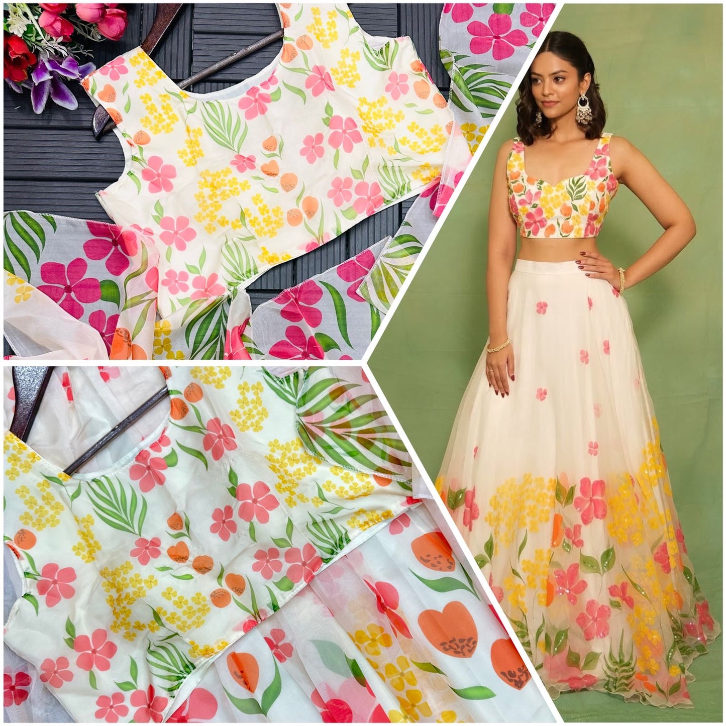 Elegant Digital Print Teby Silk Lehenga Choli –fully stitched
