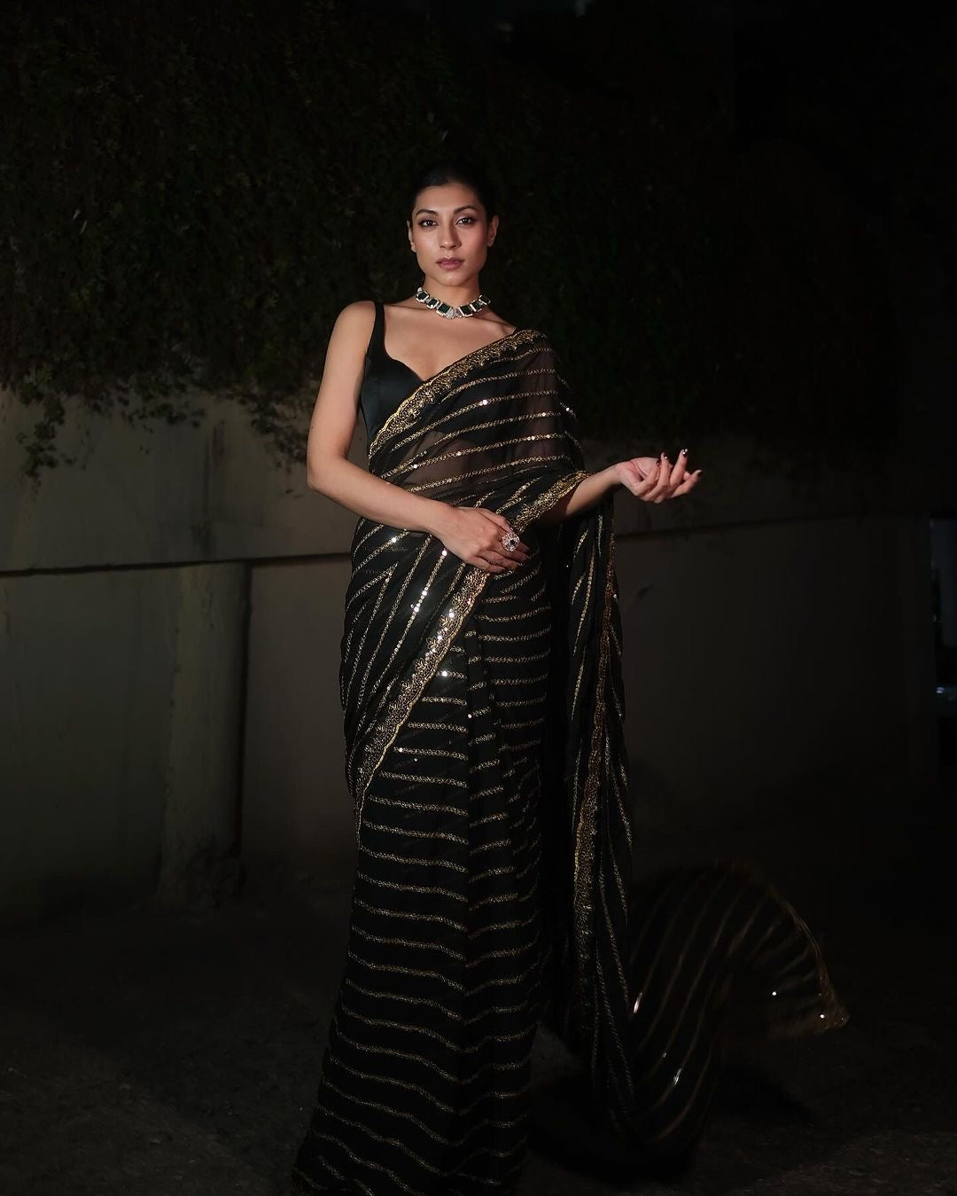 Nouvelle tendance Bollywood BlockBuster Paillettes Design Saree