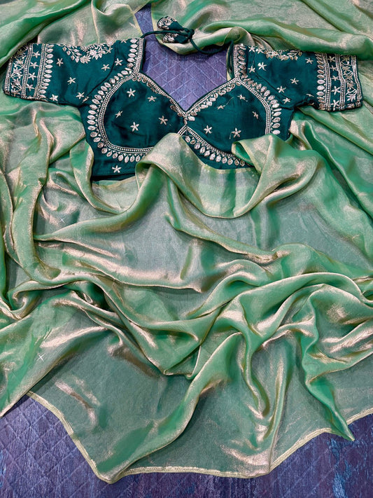 Tissue Silk Saree with Stitched Blouse